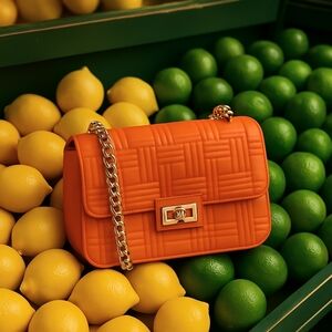 ZARA QUILTED CONVERTIBLE CHAIN CROSSBODY BAG BURNT ORANGE